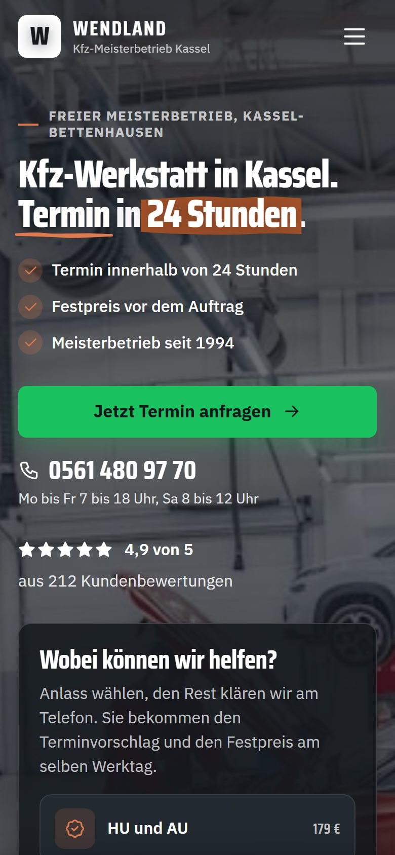 Dieselbe Seite am Handy