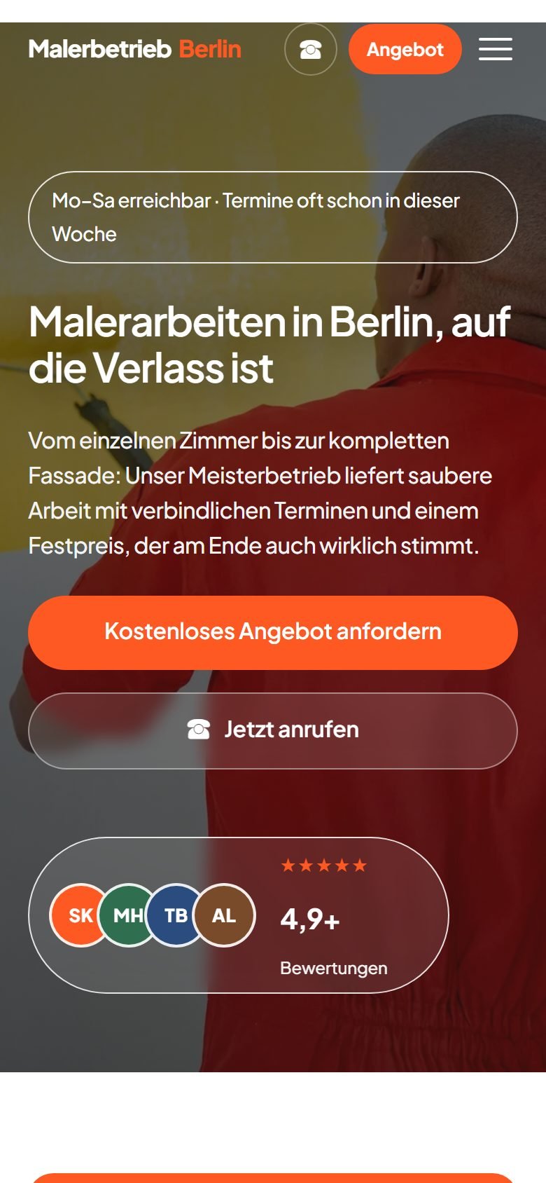 Dieselbe Seite am Handy